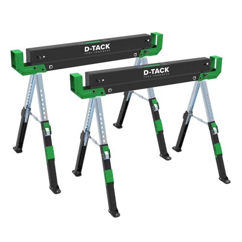 D-TACK 2x Arbeitsbock Multifunktion | Höhenverstellbarer Sägebock | Metallbock mit Anti-Rutsch-Beschichtung | Faltbock mit einer Tragkraft bis zu 1180 kg pro Paar