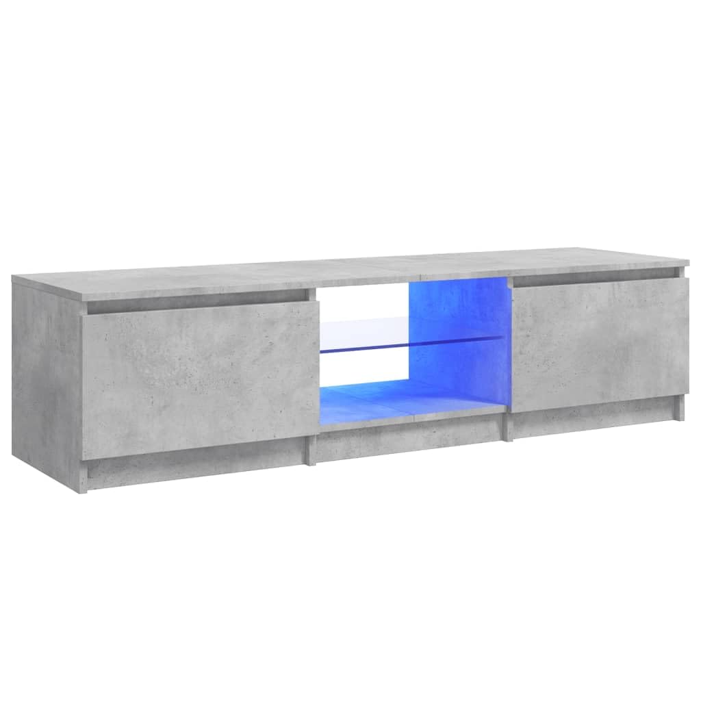 vidaXL Mueble para TV con Luces LED Soporte Mobiliario Aparador Estante Salón Sala de Estar Dormitorio Decoración Gris Hormigón 140x40x35,5 cm