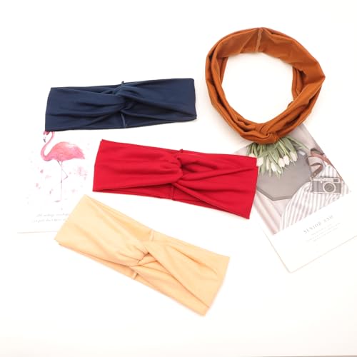 Image of DRESHOW 8 Pack Headbands for Women Yoga Knotted Headbands Elastic Criss Cross Hair Accessories Sports Head Wrap Non Slip