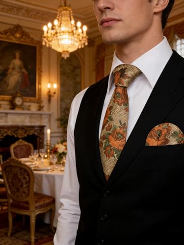 Image of Alizeal Mens 3.15'' Colorful Flower Pattern and handkerchief Necktie Set