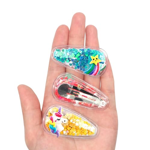 Image of kapimo Kids Girls Hair Clips Cartoon Glitter Sequin Snap Tic Tac Mix Set for Toddlers Colourful Designs for School Party Daily Use Hair Accessories Pack
