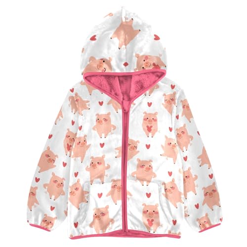 OTVEE Cute Pigs Cartoon Animals Kids Hoodie Jacket Fall Spring Full Zip Warm Outwear Coat