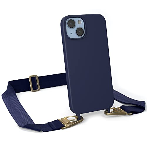EAZY CASE - Custodia con cinturino compatibile con iPhone 16 Pro Max cover cellulare silicone case microfibra catenella per telefono cellulare antiurto per appendere la custodia 2in1 Nero Colorato
