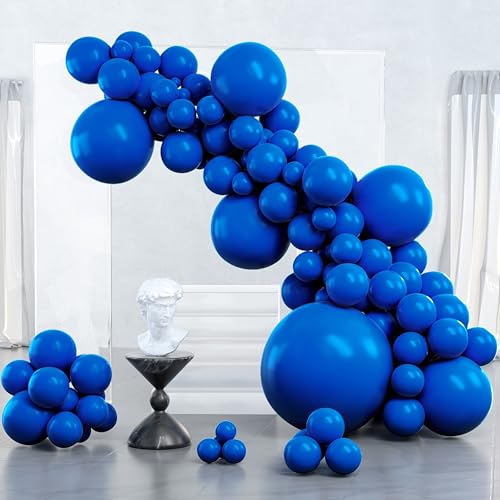 Image of PartyWoo Royal Blue Balloons 127pcs Different Sizes Pack of 36 18 12 10 5 Inch Dark Blue Balloon Arch Kit for Baby Shower Gender Reveal Graduation Under The Sea Birthday Party Decorations Blue-Y59