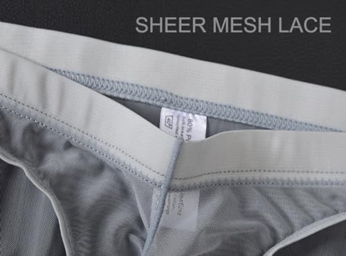 Men's See Through Mesh Briefs Elephant Nose Separate Pouch Bikini Underwear Transparent Briefs3