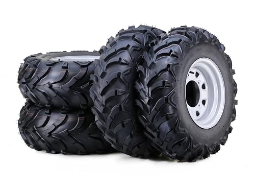 WANDA 25x8-12 & 25x10-12 ATV Tire Wheel Assembly Set with 4-156 PCD 4+3 Silver Wheels, SET 4