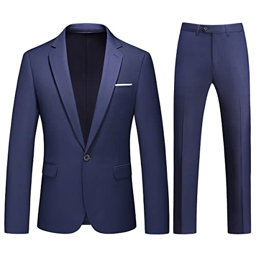 Mens 2 Piece Suit Slim Fit One Button Solid Blazer Jacket & Pants Business Wedding Party Homecoming Suits for Men