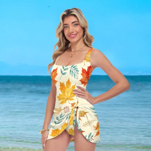 Maillot de bain une pièce imprimé feuille d'érable pour plage et spa - 7