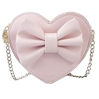 LA HUATE Girl's Cute Shoulder Handbag Purse Small Heart Shape Crossbody Bag Bowknot Satchel Purse