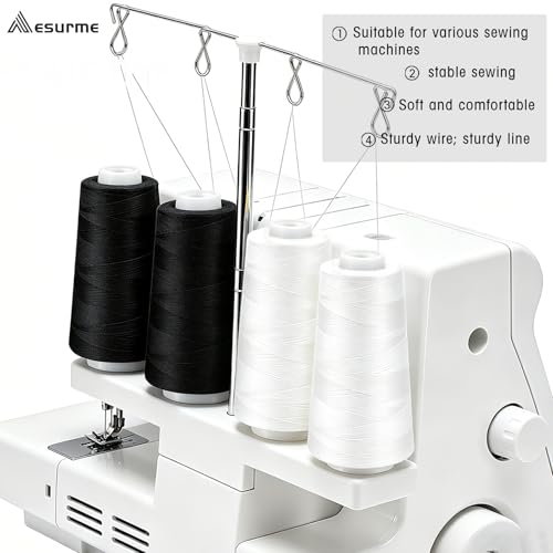 Set de Hilos para Coser Negro y Blanco 4 Conos 3000 Yardas miniatura 3