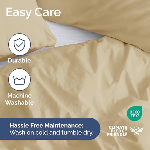 Image of Duvet Cover Full Size Set - Extra Soft Full Duvet Cover 80 inch x 90 inch with 2 Pillow Shams for Women, Men, Kids & Teens - Hotel Luxury, Easy-Care w / Zipper Closures & Ties - Comfy and Breathable (Beige)