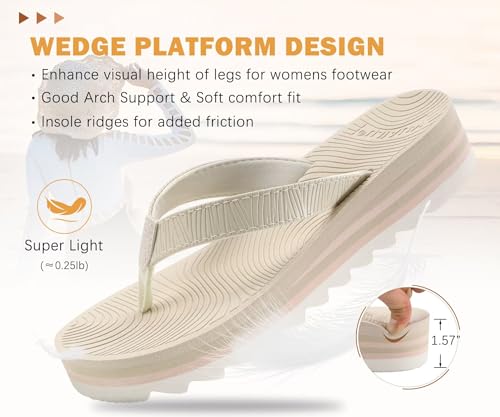 Image of KuaiLu Women's Arch Support Platform Flip Flop Sandals