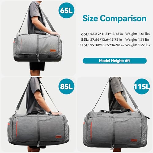Image of Canway 115L Travel Duffel Bag, Foldable Weekender Bag with Shoes Compartment for Men Women Water-proof & Tear Resistant
