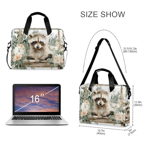 Bolsa para laptop floral Raccoon con múltiples bolsillos miniatura 5