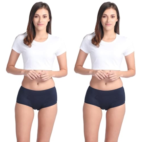 Image of Adira | Period Panty Boxer for Women | Boxer Fit for High Flow | with Support Patch for Pad | Leakproof & Skin Friendly | for School, Travel & Work | Patented | Pack of 2
