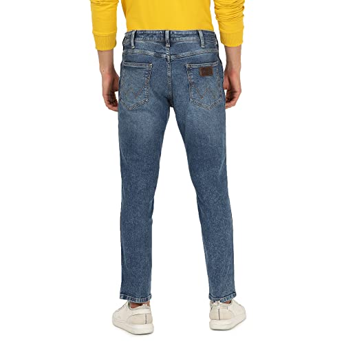 Image of Wrangler Men Bostin Blue Dust Slim Fit Jeans