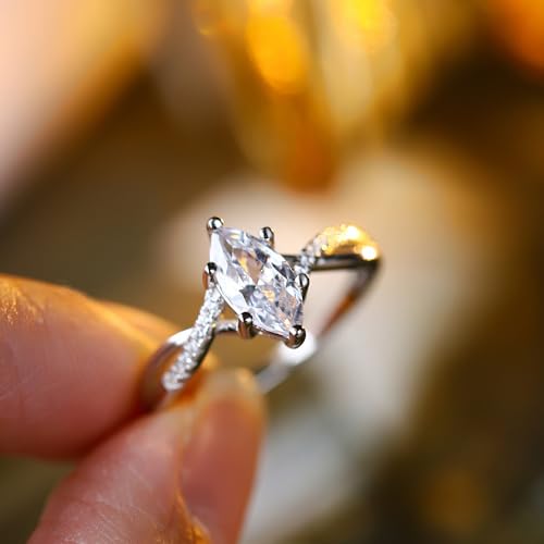 925 Sterling Silver Plated Simple Infinity Knot Marquise Cut Cubic Zirconia Wedding Band CZ Stackable Promise Engagement Ring for Women3