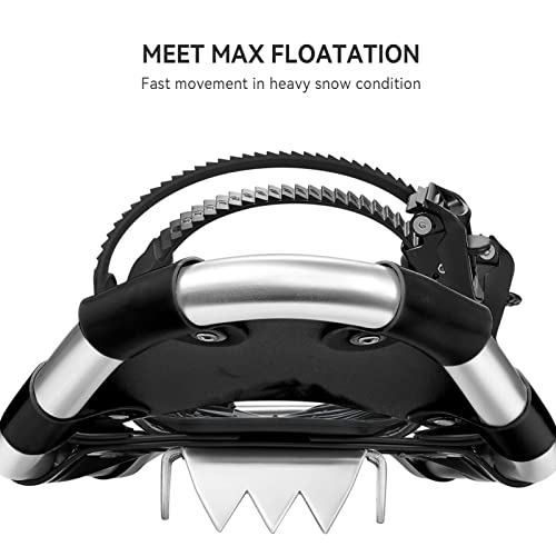 Alps 14/17/21/25/30 Inch Lightweight Snowshoes For Women Men Youth Kids, Light Weight Aluminum Alloy Terrain Snow Shoes With Pair Antishock Trekking Poles, Free Carrying Tote Bag (Jet Black, 22'') #TOP2