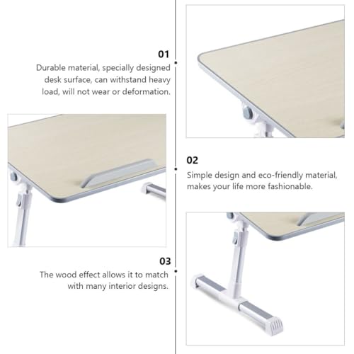 Bureau pliable ordinateur gain de place table écriture portable beige - 8