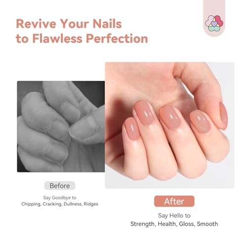 Image of SAVILAND Nail Strengthener: Jelly Nude Nail Growth for Damaged Nails Air Dry Natural Concealer Foundation Polish 15ml Strengthening Polish Repair Weak & Thin Nails Fingernail Nail Care Gifts for Women