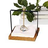 Servilletero – Dispensador de madera de pie de 13 x 13 x 14 cm, soporte vertical de hierro sólido de hierro, organizador de servilletas de papel estilo rústico, pieza central de mesa y encimera para