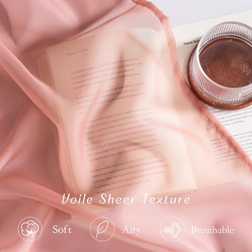 Image of NICETOWN Coral Pink Sheer Window Curtains for Princess Room, Grommet Voile Sheer Window Treatment Light Filtering for Bedroom /Girls Room, W54 x L84, 2 Panels