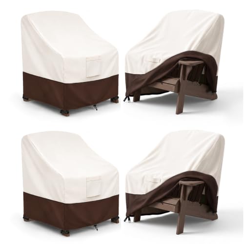 Image of Bitubi Waterproof 4 Pack Patio Adirondack Chair Cover for Outdoor Chair Size Up to 30W x 34D x 36H inch,Outdoor Lawn Patio Furniture Covers (Brown)
