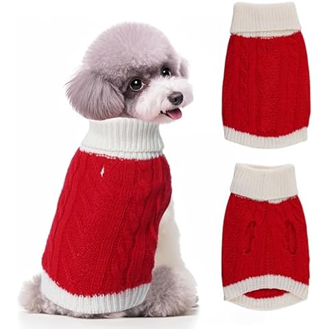 choyaxo Dog Sweater for Small Pet Dogs Cat Breathable Knitted Warm Cat Outfit for Christmas Valentine's Day Warm Apparel for Winter (Red, Medium) Cover