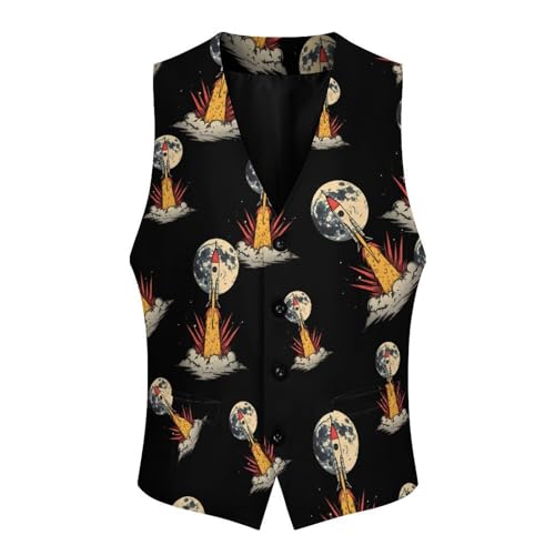 Rocket Novelty Men's Suit Vest Funny Formal Dress Vests Business Waistcoat3