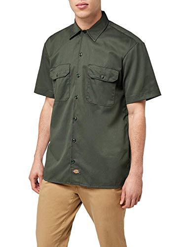 Image of Dickies Men's Short Sleeve Work Shirt - Durable Twill Button Down Shirts for Men, Lightweight Uniform for Daily Wear