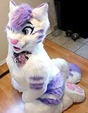 PROPSCOS Long Fur Furry Husky Dog Purple White Wolf Fox Fursuit Mascot Costume (S)