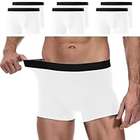 YouShow Small Mens Boxers Shorts Multipack Mens Trunks Underwear UK Breathable Cotton Underpants White 6 Pack S