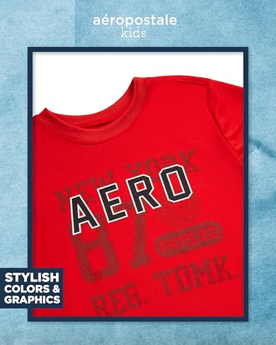 Image of AEROPOSTALE Boys Shorts Set 2 Piece Graphic Tee and Mesh Athletic Shorts | Poly-Cotton Graphic Tee, Pull On Mesh Shorts with Elastic Waist, Regular Fit