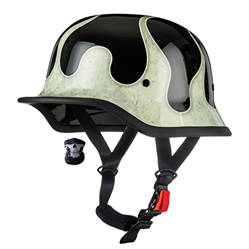 Smilfree Casco de Moto Vintage Casco de Media Concha con Medio Casco de Motocicleta ECE Casco de Scooter Crucero Chopper Casco de monopatín Hombres Adultos Mujeres Casco de Moto Jet Cover