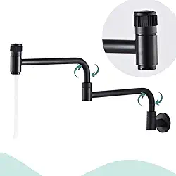 Torneira Cozinha de Parede Articulavel Gourmet Comprida Metal com Giro de 360 Cor Preto Fosco Pia Cuba Fogão (Preto)