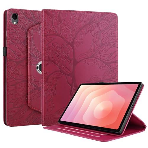 Protection Samsung Galaxy Tab S11 2025 gaufrée arbre de vie rouge