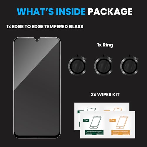 Image of FIRST MART Military-Grade Tempered Glass Camera Lens for Samsung Galaxy A15 5G (6.5 Inch) With Black Camera Ring Guard & Installation Kit | Edge-to-Edge Protector Coverage | Black
