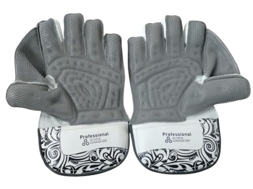 Image of SS Professional Wicket Keeping Gloves - Adult Size | Real Leather | Superior Grip & Protection