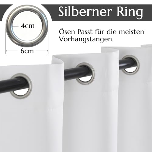 TOPICK Verdunklungsvorhänge Gardinen Vorhänge H200xB140 2er Set Grau-weiß – Ansicht 2