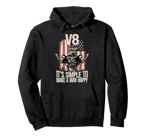 V8 American Muscle Car Cilindrada para amantes de los coches V8 Sudadera con Capucha