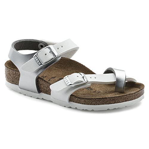 Birkenstock Kid's Taormina Sandals, BF Soft Metallics Silver White, 8-8.5 Narrow Toddler