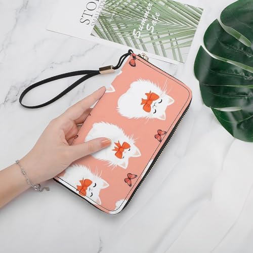 Funny Cat with Tie Clutch Wallet Wristlet Long Handbag PU Leather with Card Slots Cash Coin Pocket for Women Men4