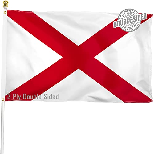 XIFAN Double Sided Alabama State Flag 3x5 ft Heavy Duty 3 Ply Durable Polyester AL Flag with Vibrant Print/4 Rows Hemming/Brass Grommets for Indoor Outdoor Decor