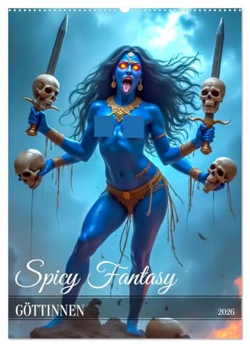 Spicy Fantasy - Göttinnen (Wandkalender 2026 DIN A2 hoch), CALVENDO Monatskalender: Ein Kalender zeigt jeden Monat eine nackte Göttin aus ... Darstellungen. (CALVENDO Erotik)