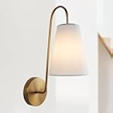 Elegant Design Minimalist Sconce with Linen Shade - Damp Rated in Brass Or Plated Steel, Minimalist Sconce, Damp Rated, Wall Lights, 6