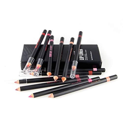 PIXNOR Conjunto de Lápis de Delineador de Lábios 12 Pcs Lápis Fosco à Prova de Suor à Prova de Suor
