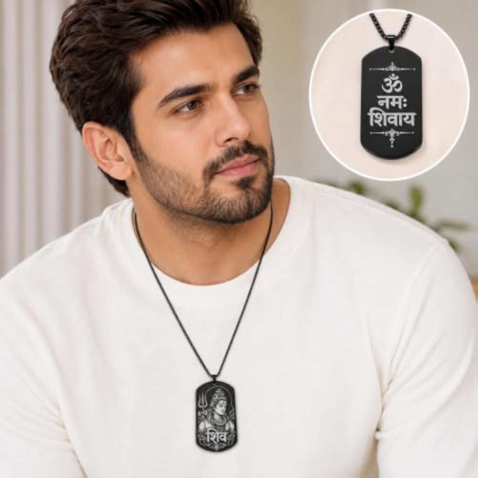 Lord Shiva Pendant Necklace with Om Namah Shivaya Engraved