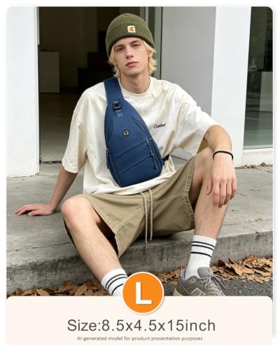 Image of Crossbody Bags for Women Men Trendy Sling Bag Bakpack Casual Chest Bag with Convertible Shoulder Strap steel Stainless Steel Paint