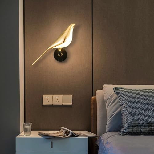 Image of Groeien 12W | 3 Color Modern LED Golden Bird Wall Sconce Gold Wall Light for Bedroom Living Room Corridor Lighting Fixtures Wall Mount(Warm+Natural+Coolwhite)(Golden Bird, 1, Count)