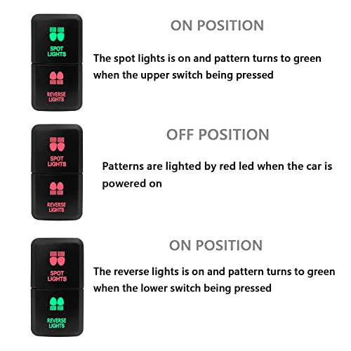 Image of Dual Push Button Switch SPOT Lights & Reverse Lights Push Switch with Wiring Kit for Toyota Tacoma Tundra 3Amp /12V 39mm X 21mm